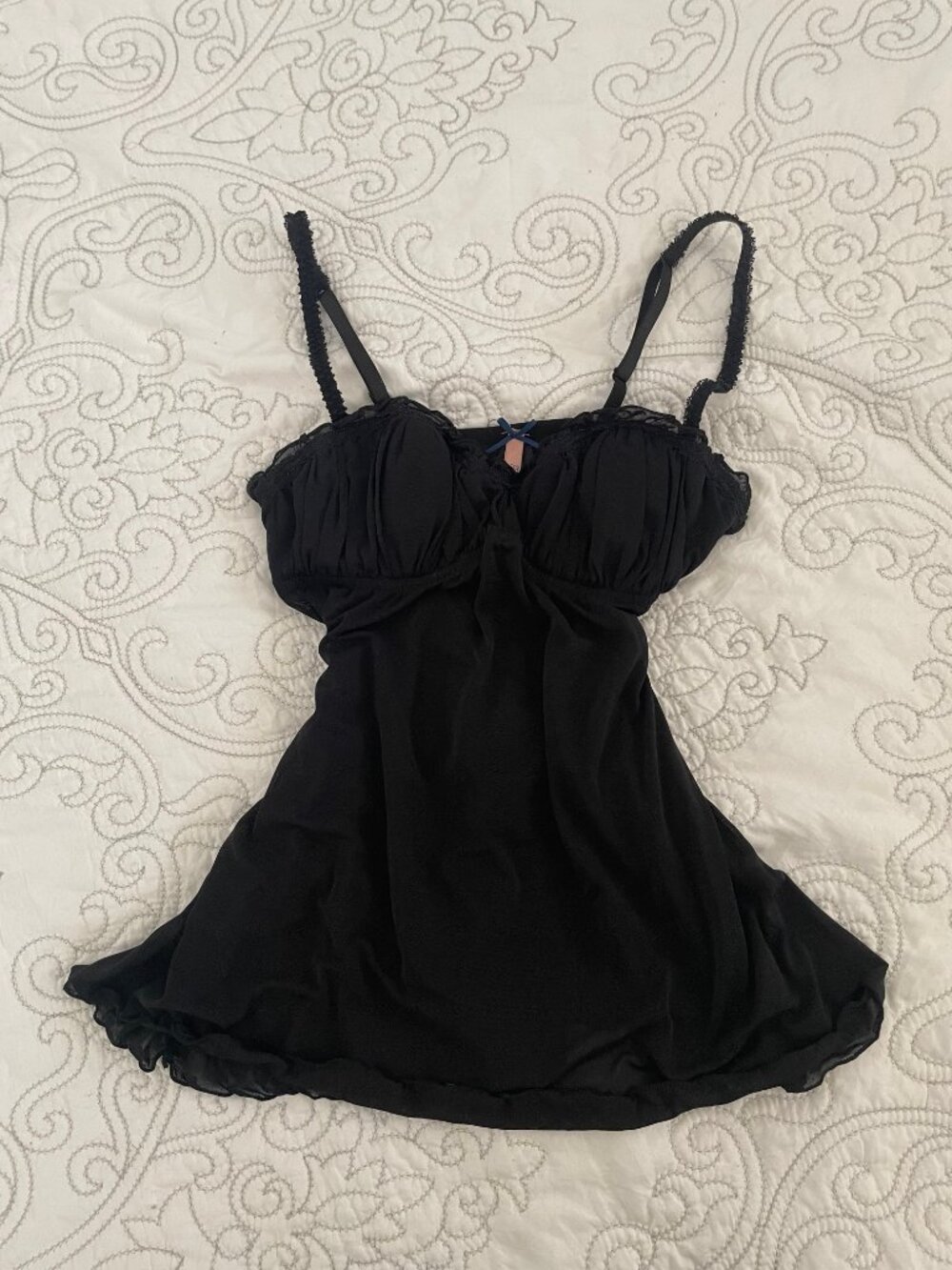 Forever 21 Black Dainty Sheer Babydoll Top